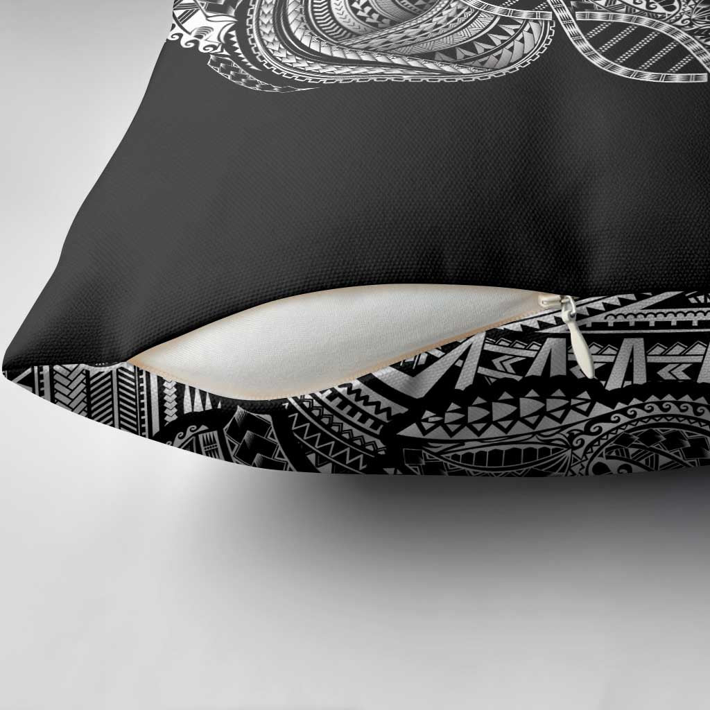 Samoan DNA Art Tattoo Pillow Cover Polynesian Pattern Black Color