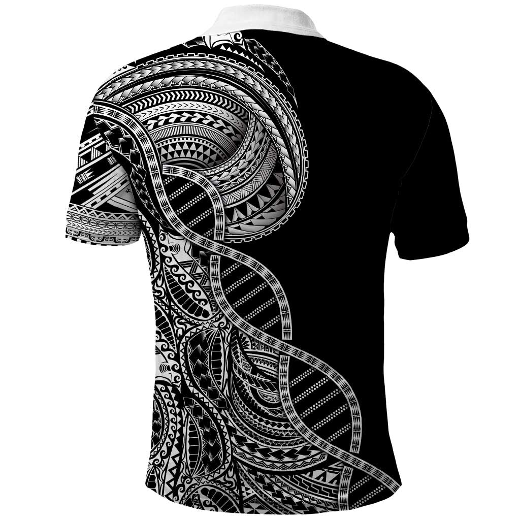 Samoan DNA Art Tattoo Polo Shirt Polynesian Pattern Black Color LT03 - Polynesian Pride
