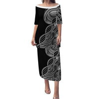Samoan DNA Art Tattoo Puletasi Polynesian Pattern Black Color LT03 Long Dress Black - Polynesian Pride
