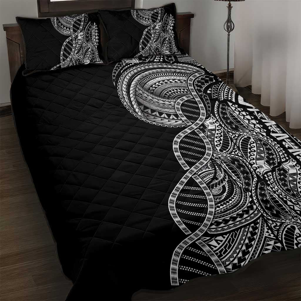 Samoan DNA Art Tattoo Quilt Bed Set Polynesian Pattern Black Color LT03 Black - Polynesian Pride