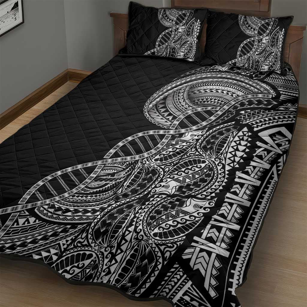 Samoan DNA Art Tattoo Quilt Bed Set Polynesian Pattern Black Color LT03 - Polynesian Pride
