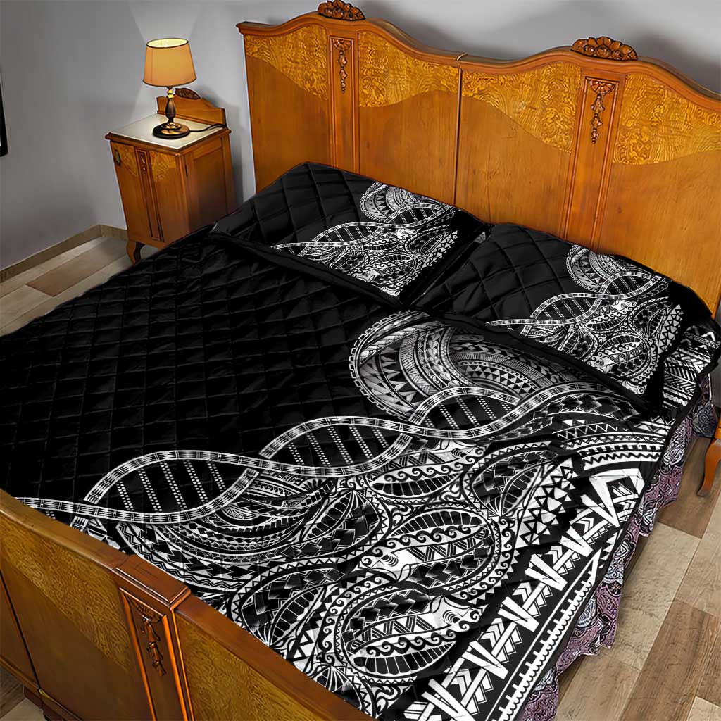 Samoan DNA Art Tattoo Quilt Bed Set Polynesian Pattern Black Color LT03 - Polynesian Pride