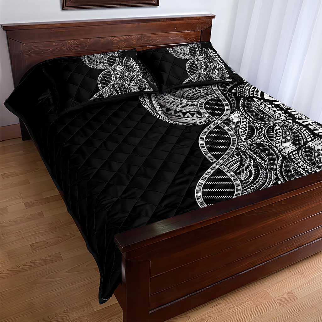 Samoan DNA Art Tattoo Quilt Bed Set Polynesian Pattern Black Color LT03 - Polynesian Pride