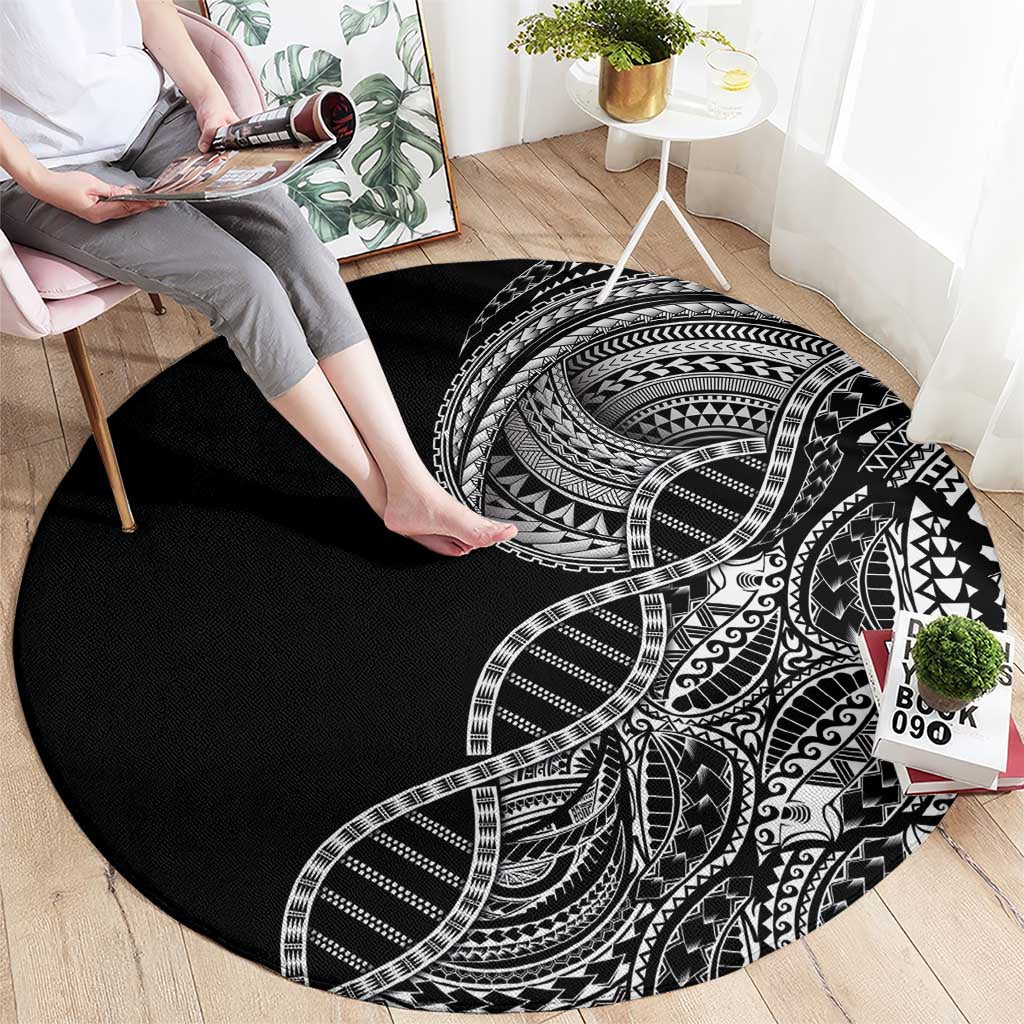 Samoan DNA Art Tattoo Round Carpet Polynesian Pattern Black Color LT03 - Polynesian Pride