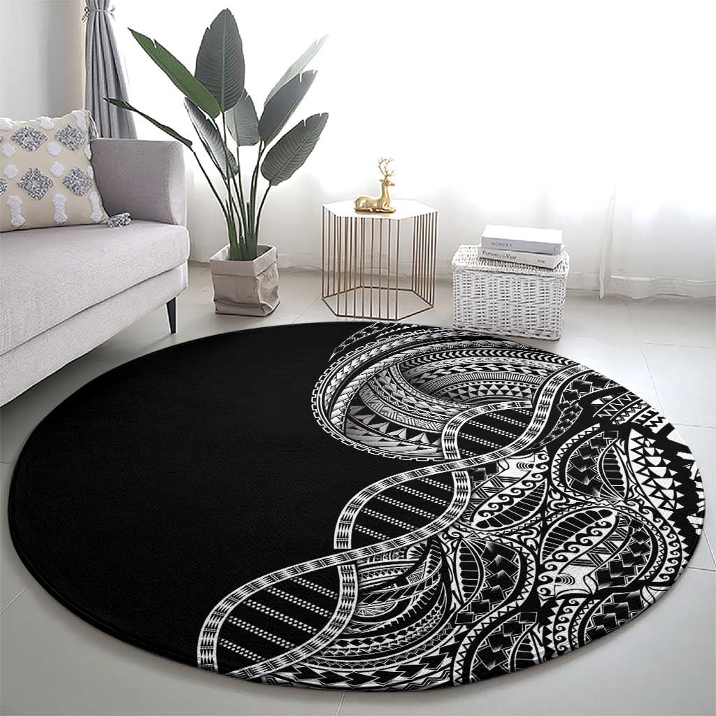 Samoan DNA Art Tattoo Round Carpet Polynesian Pattern Black Color LT03 - Polynesian Pride