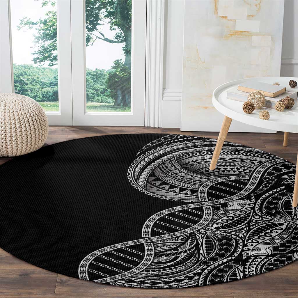 Samoan DNA Art Tattoo Round Carpet Polynesian Pattern Black Color LT03 - Polynesian Pride