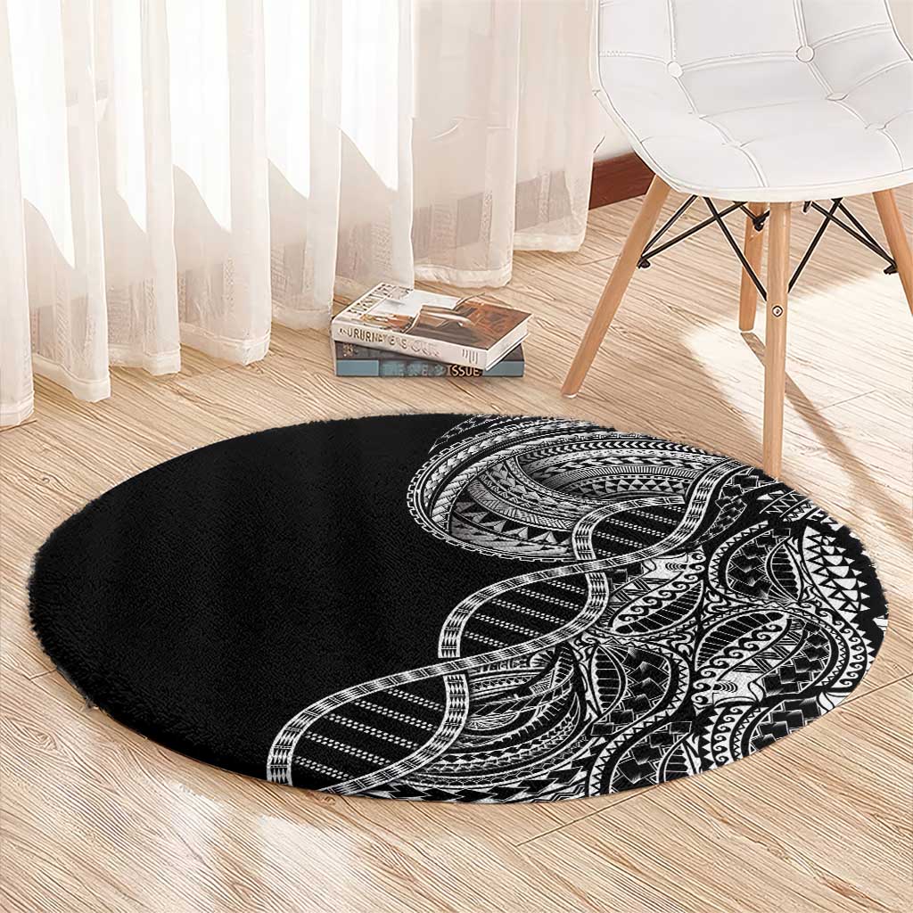 Samoan DNA Art Tattoo Round Carpet Polynesian Pattern Black Color LT03 - Polynesian Pride
