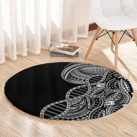 Samoan DNA Art Tattoo Round Carpet Polynesian Pattern Black Color LT03 - Polynesian Pride