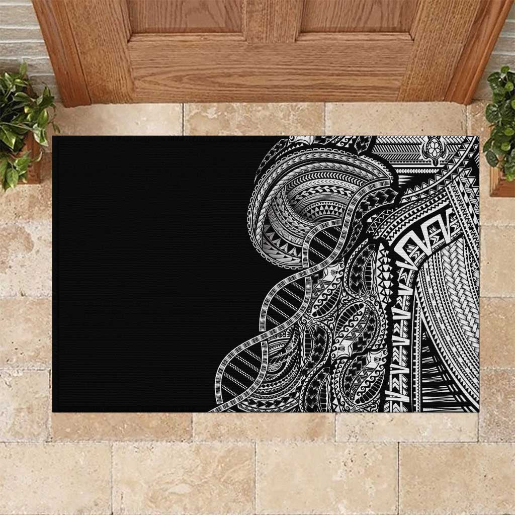 Samoan DNA Art Tattoo Rubber Doormat Polynesian Pattern Black Color LT03 Black - Polynesian Pride