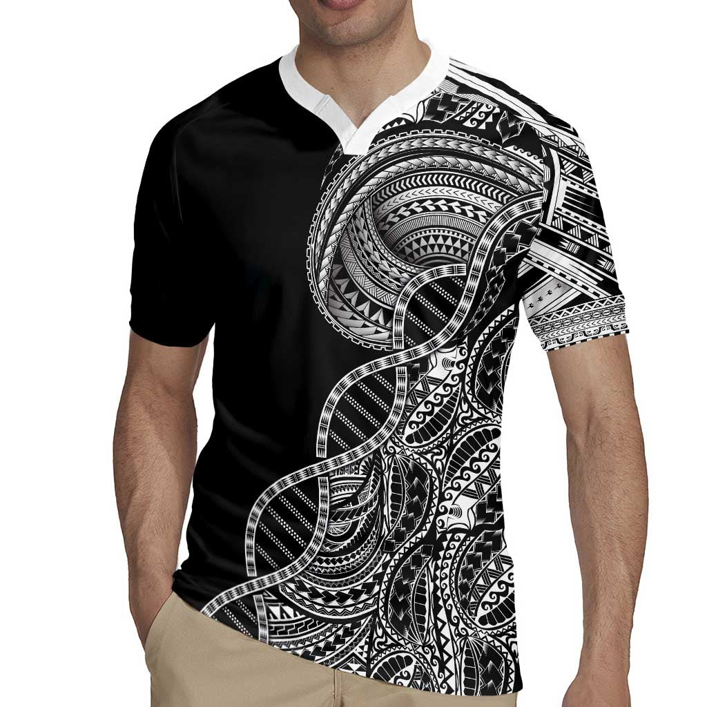 Samoan DNA Art Tattoo Rugby Jersey Polynesian Pattern Black Color LT03 - Polynesian Pride