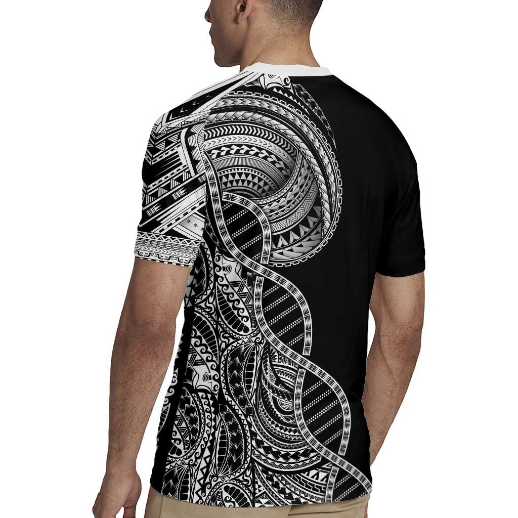 Samoan DNA Art Tattoo Rugby Jersey Polynesian Pattern Black Color LT03 - Polynesian Pride