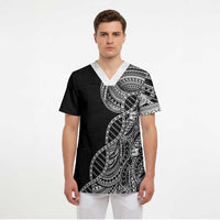 Samoan DNA Art Tattoo Scrub Top Polynesian Pattern Black Color LT03 - Polynesian Pride