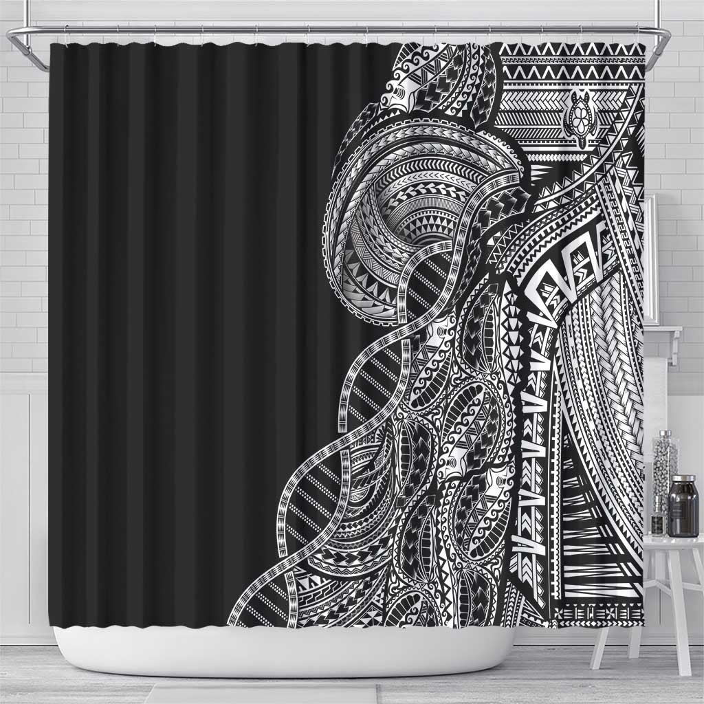 Samoan DNA Art Tattoo Shower Curtain Polynesian Pattern Black Color LT03 - Polynesian Pride