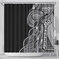Samoan DNA Art Tattoo Shower Curtain Polynesian Pattern Black Color LT03 - Polynesian Pride