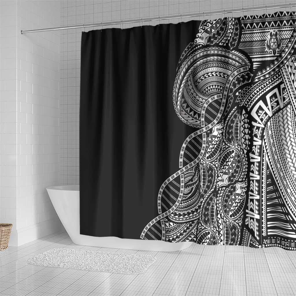Samoan DNA Art Tattoo Shower Curtain Polynesian Pattern Black Color LT03 - Polynesian Pride