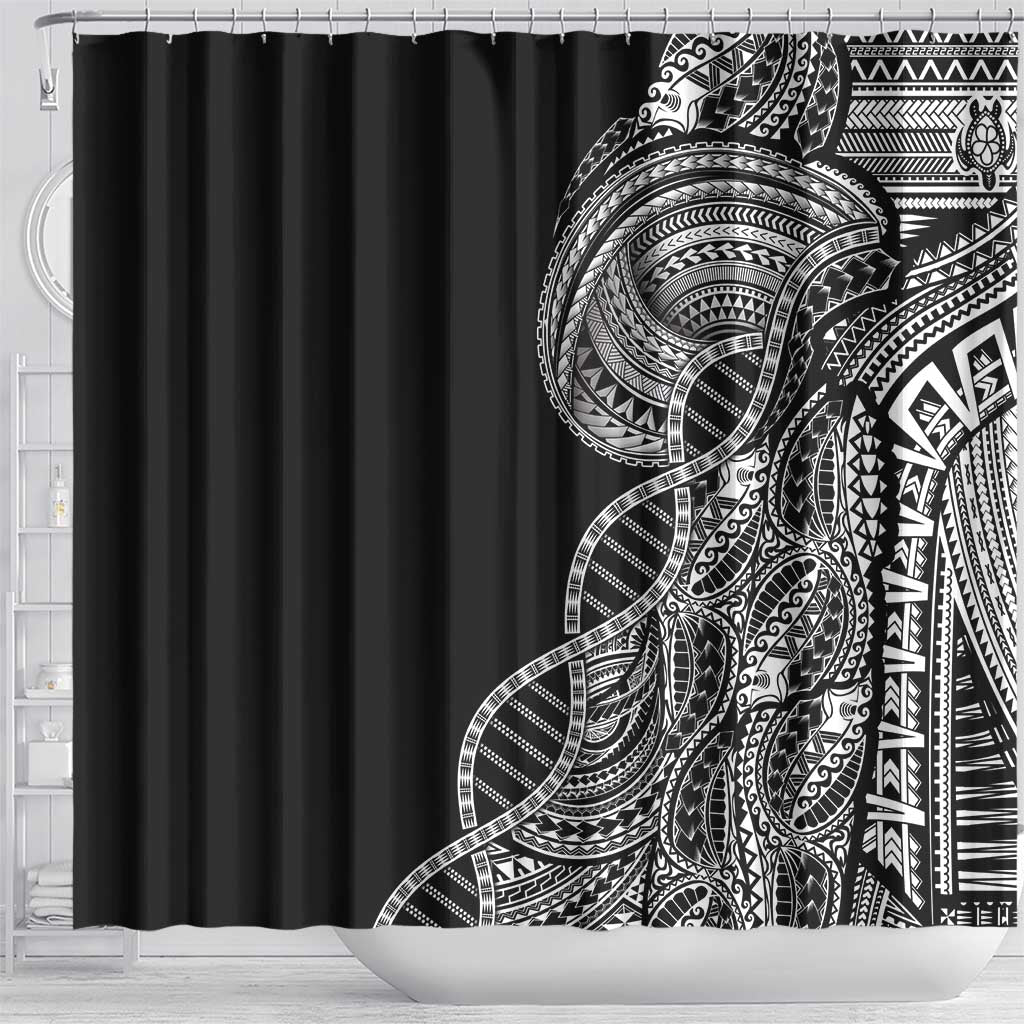 Samoan DNA Art Tattoo Shower Curtain Polynesian Pattern Black Color LT03 - Polynesian Pride