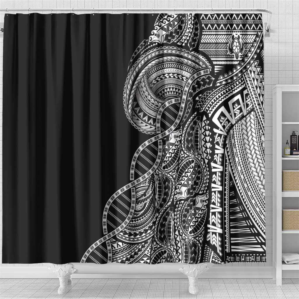 Samoan DNA Art Tattoo Shower Curtain Polynesian Pattern Black Color LT03 - Polynesian Pride