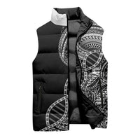 Samoan DNA Art Tattoo Sleeveless Puffer Jacket Polynesian Pattern Black Color LT03 - Polynesian Pride