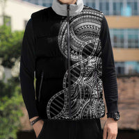 Samoan DNA Art Tattoo Sleeveless Puffer Jacket Polynesian Pattern Black Color LT03 - Polynesian Pride