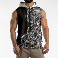 Samoan DNA Art Tattoo Sleeveless Zip Hoodie Polynesian Pattern Black Color LT03 - Polynesian Pride