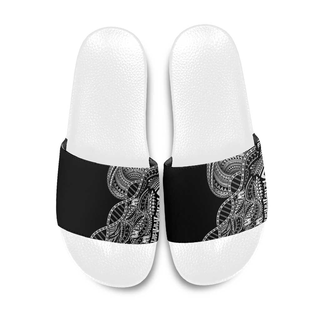 Samoan DNA Art Tattoo Slide Sandals Polynesian Pattern Black Color LT03 Black - Polynesian Pride