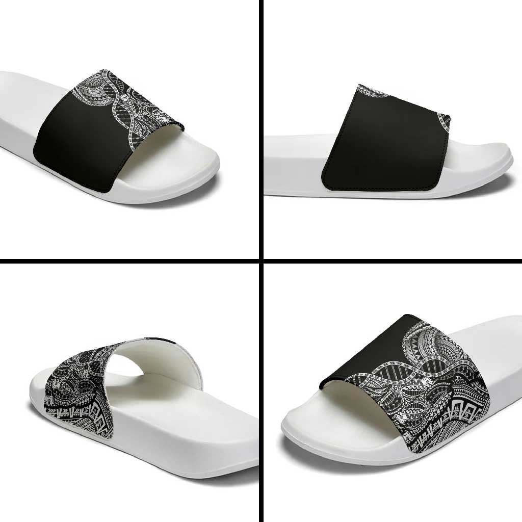 Samoan DNA Art Tattoo Slide Sandals Polynesian Pattern Black Color LT03 - Polynesian Pride