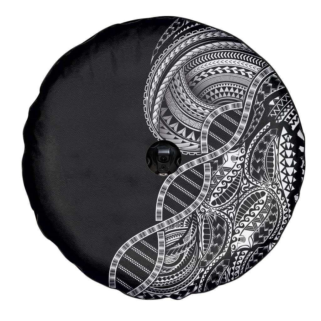 Samoan DNA Art Tattoo Spare Tire Cover Polynesian Pattern Black Color