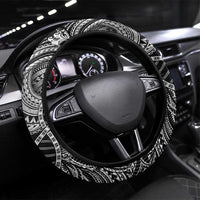 Samoan DNA Art Tattoo Steering Wheel Cover Polynesian Pattern Black Color