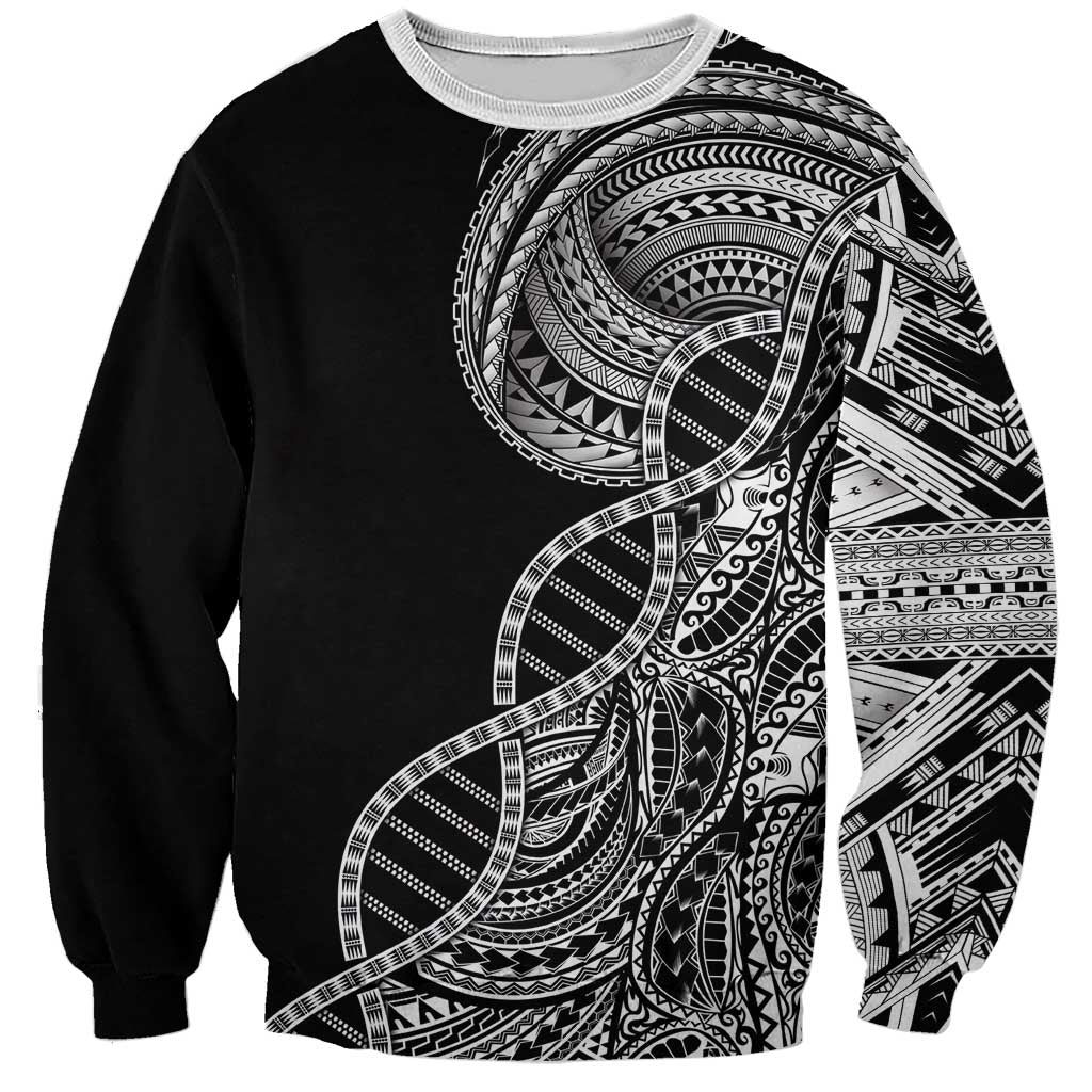 Samoan DNA Art Tattoo Sweatshirt Polynesian Pattern Black Color LT03 Unisex Black - Polynesian Pride