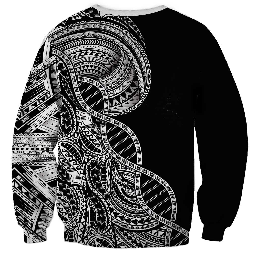 Samoan DNA Art Tattoo Sweatshirt Polynesian Pattern Black Color LT03 - Polynesian Pride