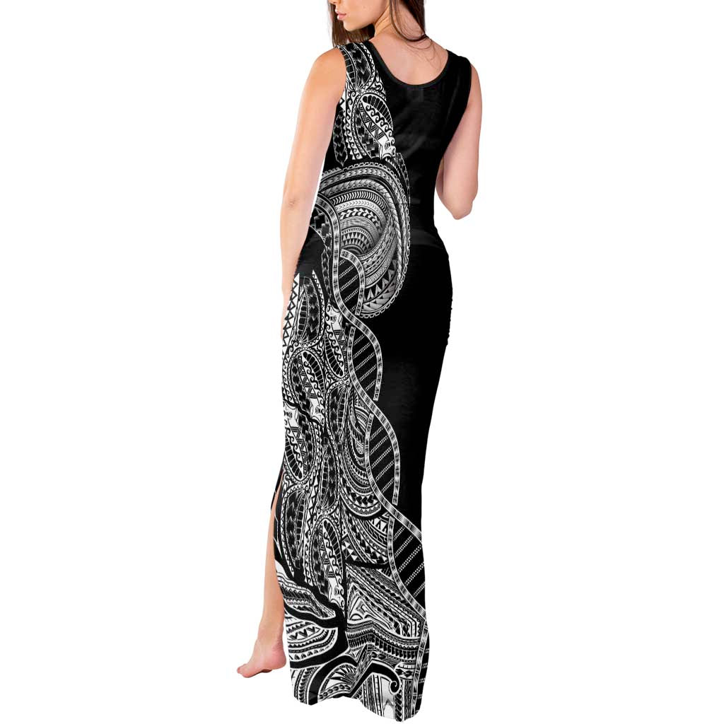 Samoan DNA Art Tattoo Tank Maxi Dress Polynesian Pattern Black Color LT03 - Polynesian Pride