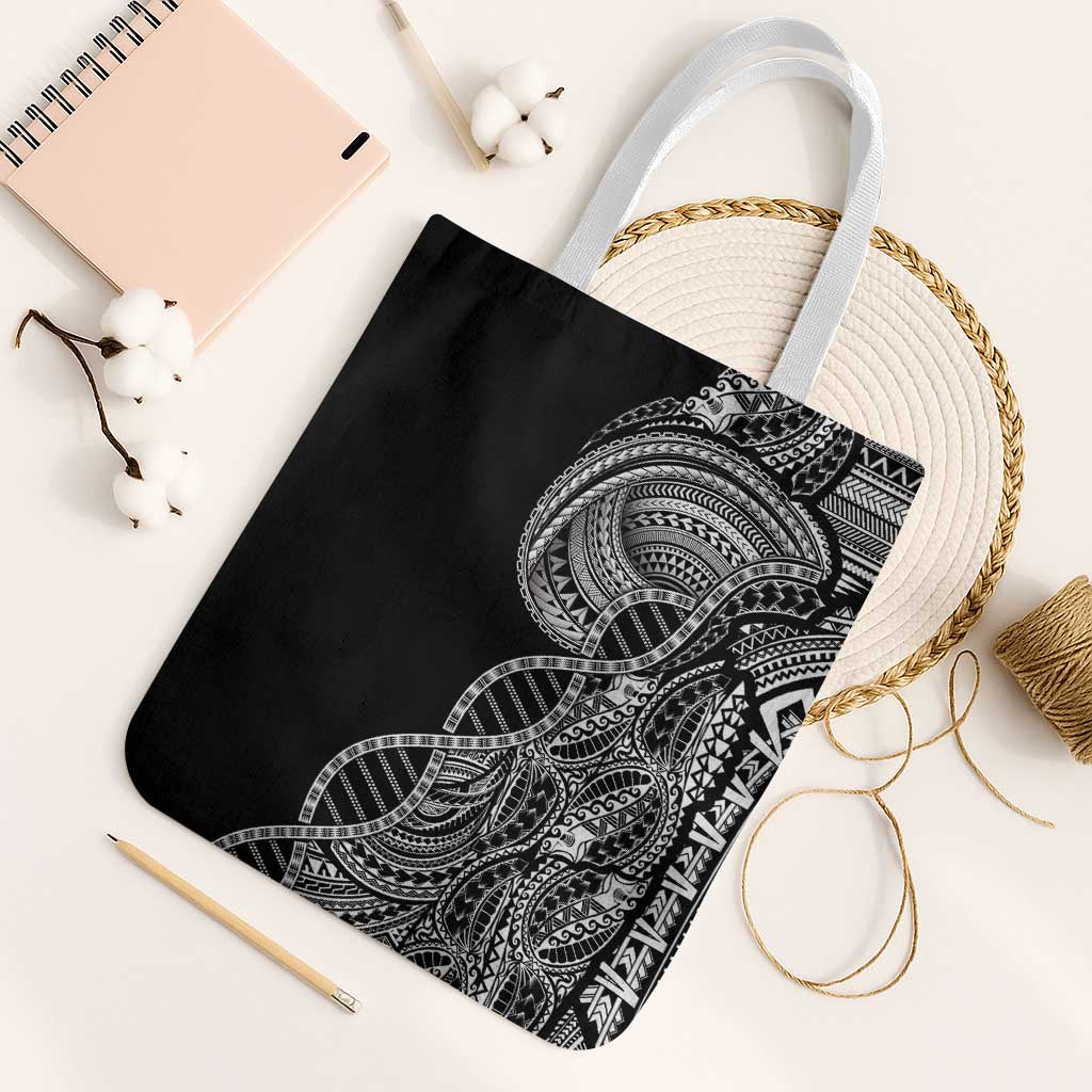 Samoan DNA Art Tattoo Tote Bag Polynesian Pattern Black Color LT03 White Strap One Size Black - Polynesian Pride