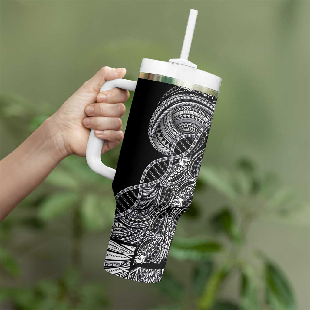 Samoan DNA Art Tattoo Tumbler With Handle Polynesian Pattern Black Color LT03 - Polynesian Pride