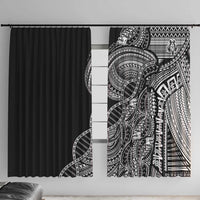 Samoan DNA Art Tattoo Window Curtain Polynesian Pattern Black Color LT03 With Hooks Black - Polynesian Pride