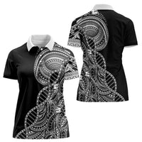 Samoan DNA Art Tattoo Women Polo Shirt Polynesian Pattern Black Color LT03 - Polynesian Pride