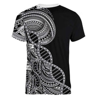 Samoan DNA Art Tattoo Women V-Neck T-Shirt Polynesian Pattern Black Color LT03 - Polynesian Pride
