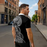 Samoan DNA Art Tattoo Zipper Polo Shirt Polynesian Pattern Black Color LT03 - Polynesian Pride