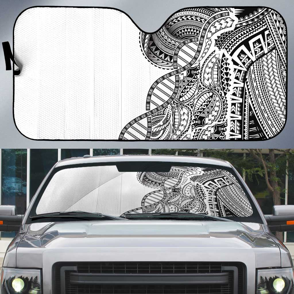 Samoan DNA Art Tattoo Auto Sun Shade Polynesian Pattern White Color LT03 White - Polynesian Pride