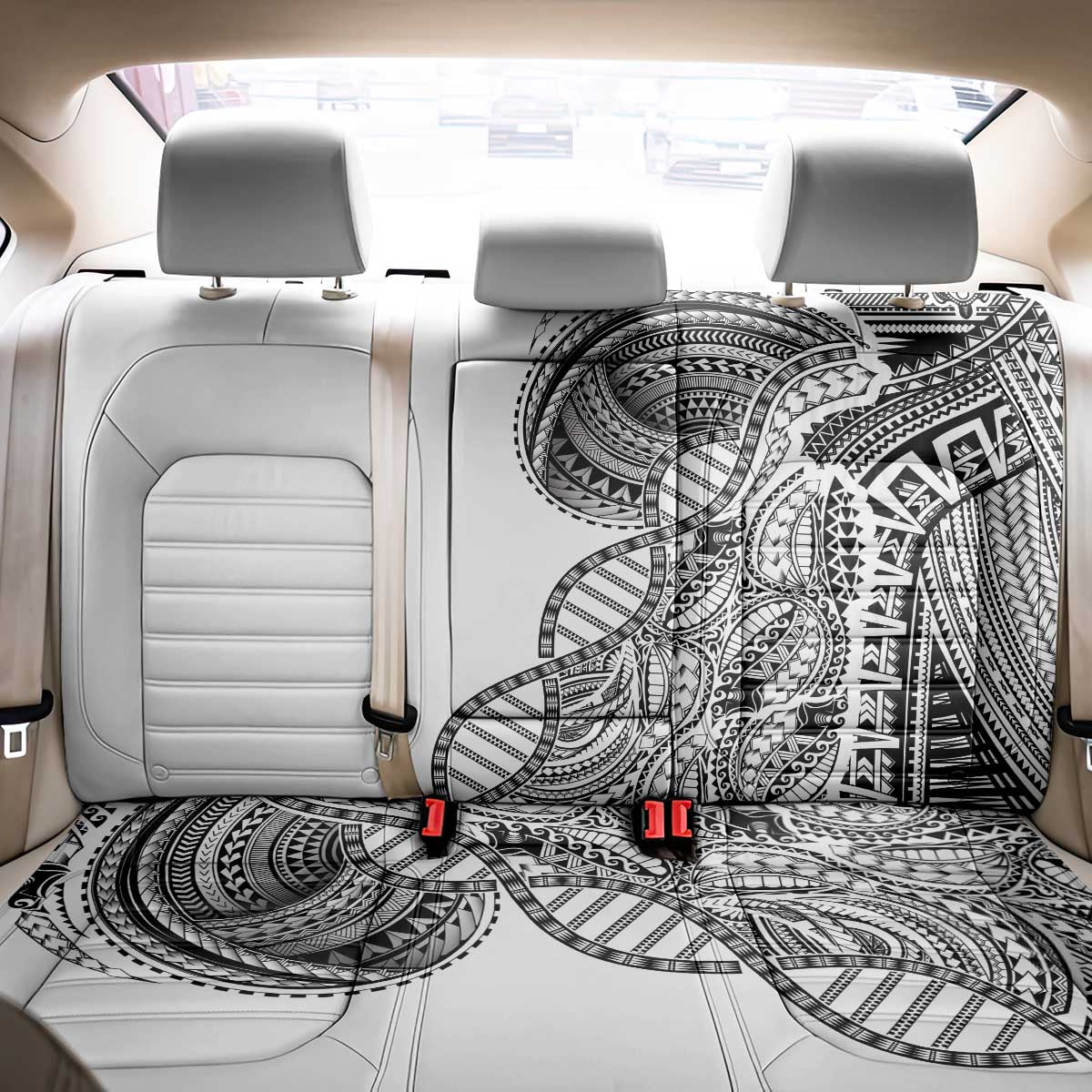 Samoan DNA Art Tattoo Back Car Seat Cover Polynesian Pattern White Color LT03 - Polynesian Pride