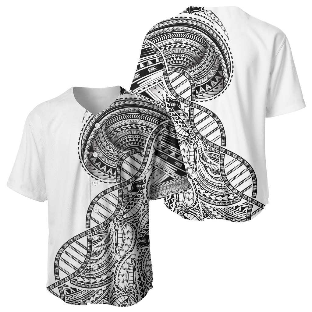 Samoan DNA Art Tattoo Baseball Jersey Polynesian Pattern White Color LT03 - Polynesian Pride