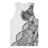 Samoan DNA Art Tattoo Basketball Jersey Polynesian Pattern White Color LT03 Unisex White - Polynesian Pride
