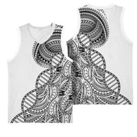 Samoan DNA Art Tattoo Basketball Jersey Polynesian Pattern White Color LT03 - Polynesian Pride