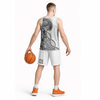 Samoan DNA Art Tattoo Basketball Jersey Polynesian Pattern White Color LT03 - Polynesian Pride