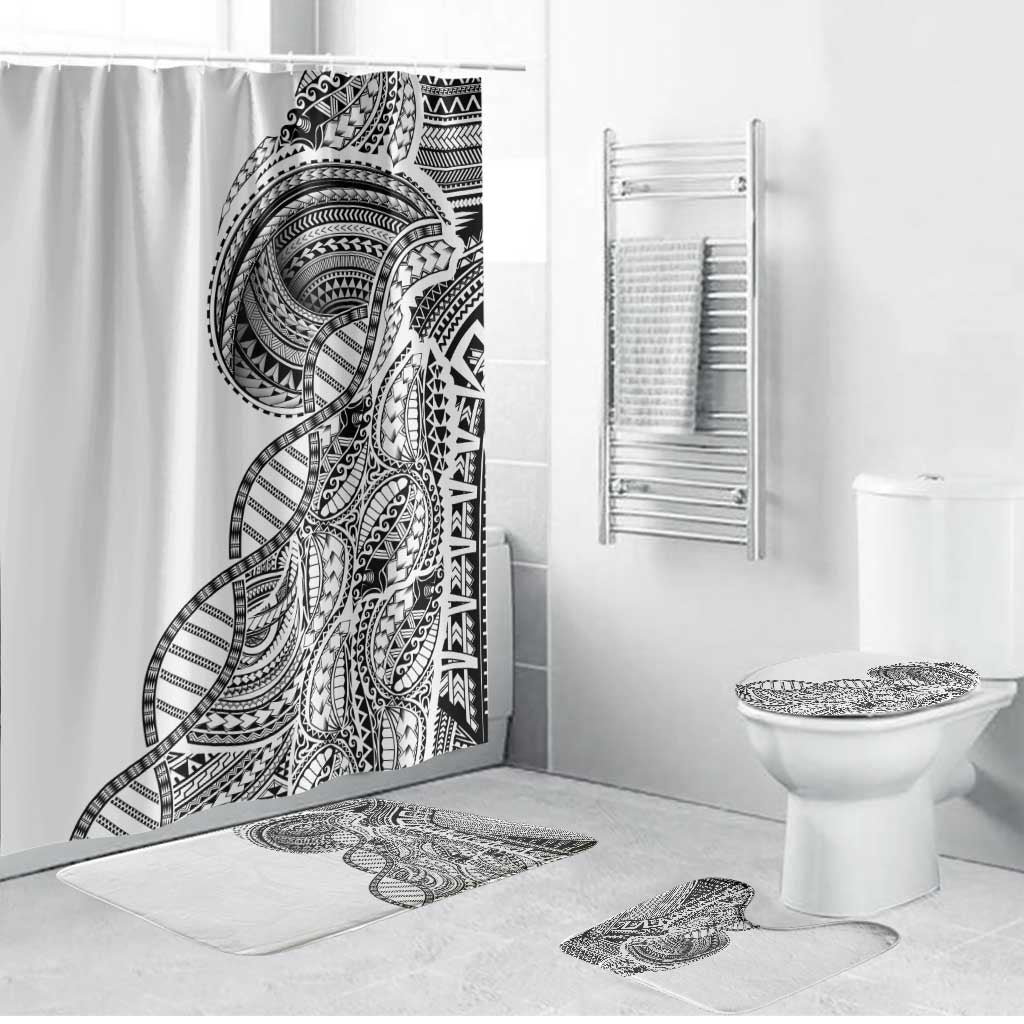 Samoan DNA Art Tattoo Bathroom Set Polynesian Pattern White Color LT03 Bathroom Set (4 pcs) White - Polynesian Pride
