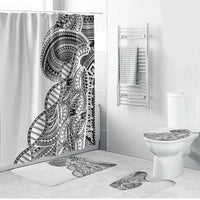 Samoan DNA Art Tattoo Bathroom Set Polynesian Pattern White Color LT03 Bathroom Set (4 pcs) White - Polynesian Pride