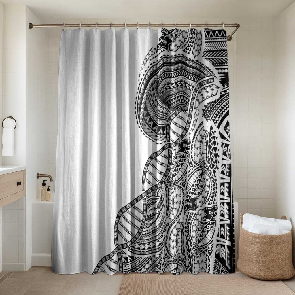 Samoan DNA Art Tattoo Bathroom Set Polynesian Pattern White Color LT03 Shower Curtain Only White - Polynesian Pride