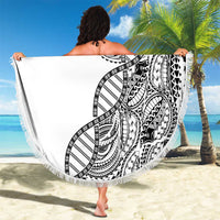 Samoan DNA Art Tattoo Beach Blanket Polynesian Pattern White Color LT03 - Polynesian Pride