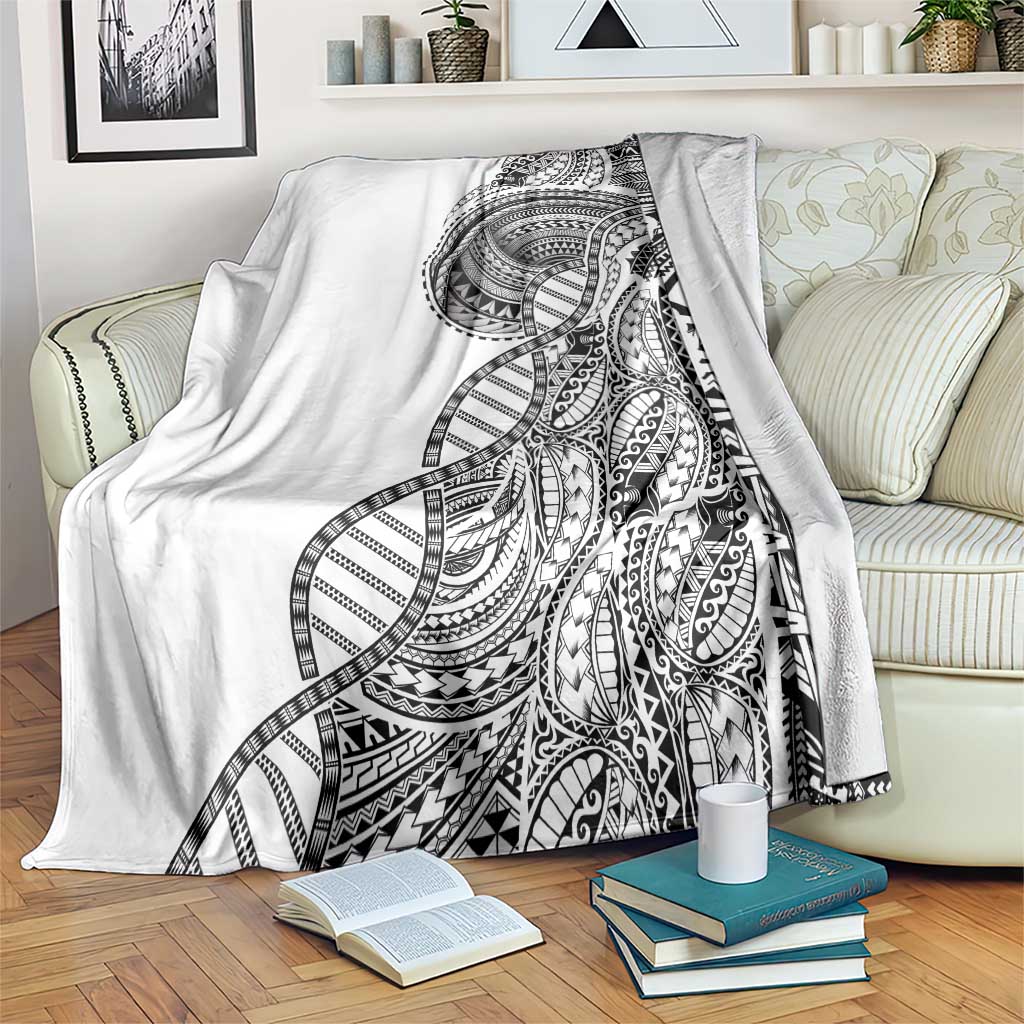 Samoan DNA Art Tattoo Blanket Polynesian Pattern White Color LT03 White - Polynesian Pride