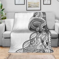 Samoan DNA Art Tattoo Blanket Polynesian Pattern White Color LT03 - Polynesian Pride