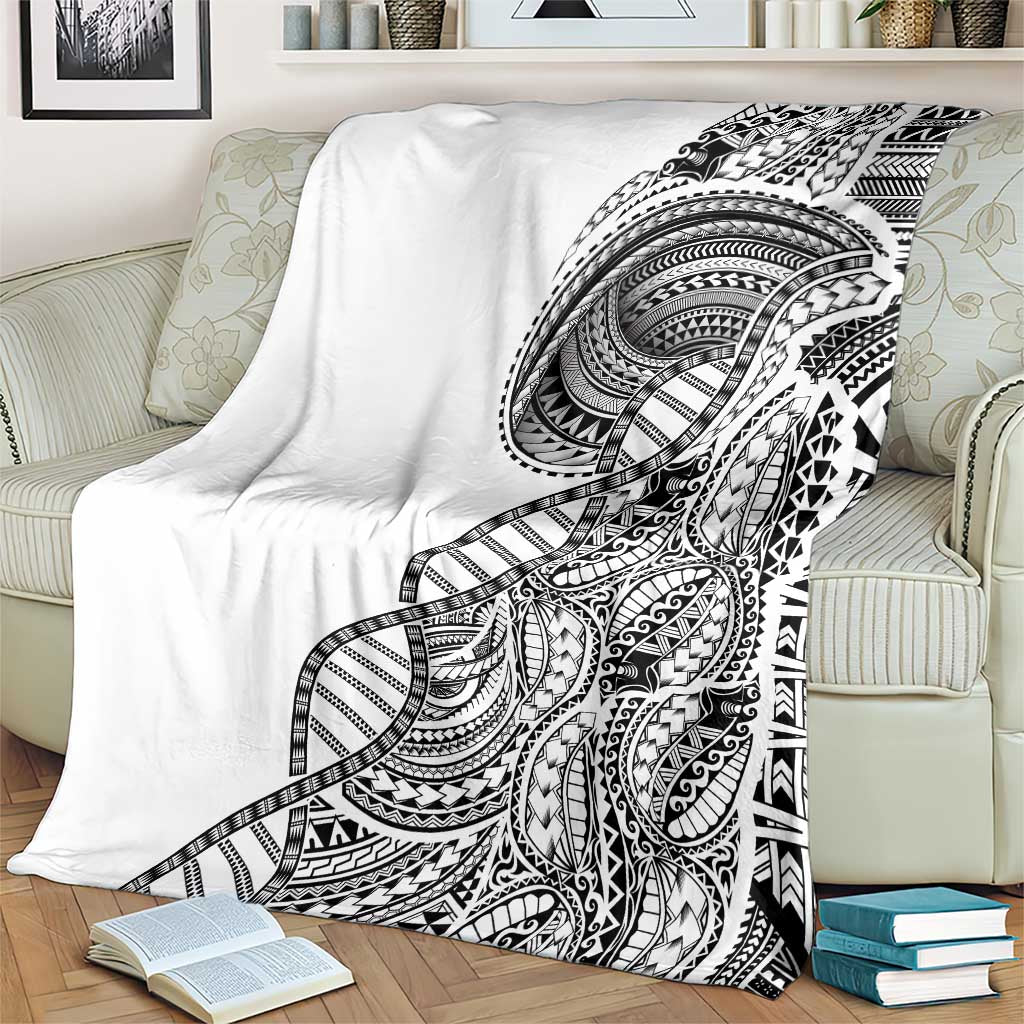Samoan DNA Art Tattoo Blanket Polynesian Pattern White Color LT03 - Polynesian Pride